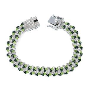 Invicta Elegant Silver and Green Bracelet
